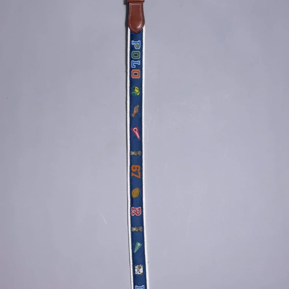 Polo Ralph Lauren Embroidered Bear Belt Kids Size Medium Leather Athletic Preppy